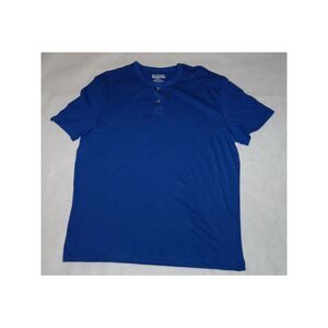 OPEN TRAILS Mens Blue Short Sleeve Crew Neck Classic Fit Henley Shirt M